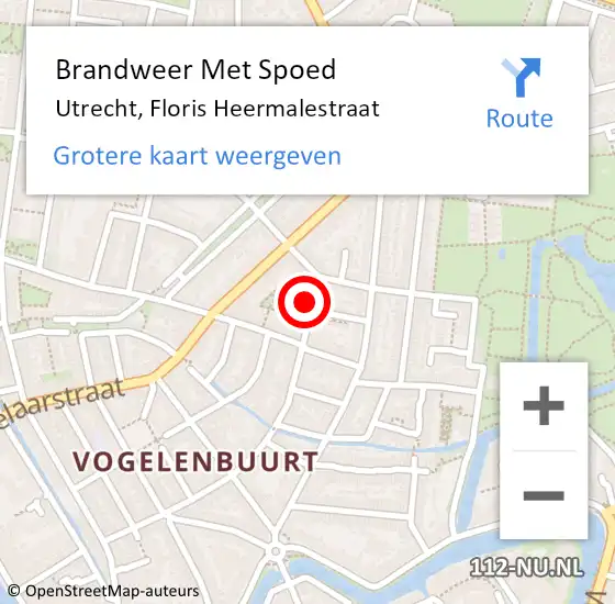 Locatie op kaart van de 112 melding: Brandweer Met Spoed Naar Utrecht, Floris Heermalestraat op 5 september 2023 13:48