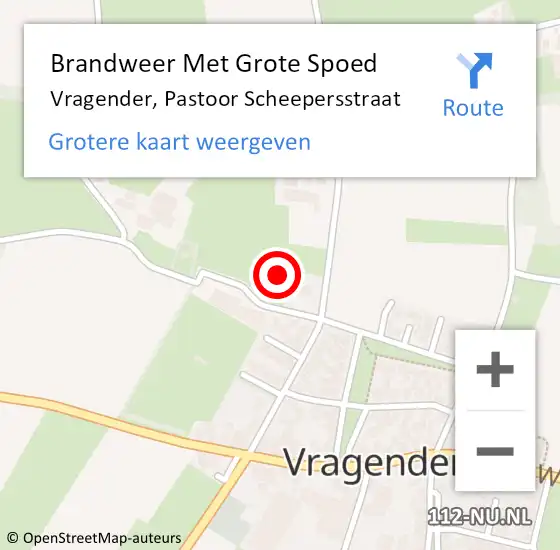 Locatie op kaart van de 112 melding: Brandweer Met Grote Spoed Naar Vragender, Pastoor Scheepersstraat op 5 september 2023 14:04