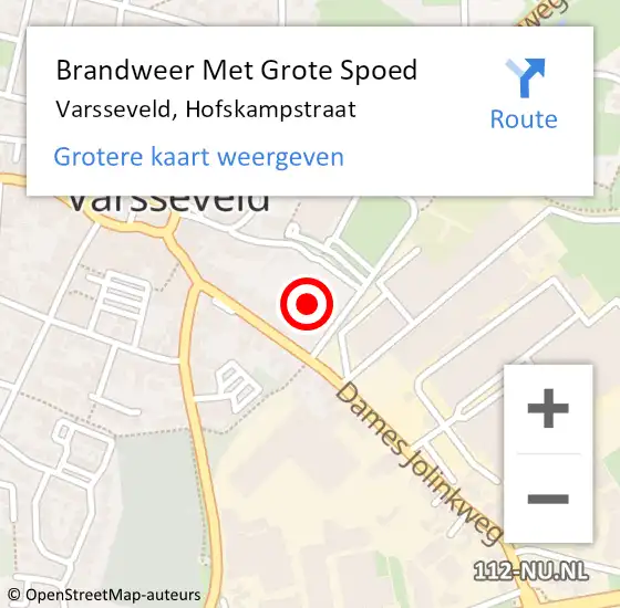 Locatie op kaart van de 112 melding: Brandweer Met Grote Spoed Naar Varsseveld, Hofskampstraat op 5 september 2023 14:11