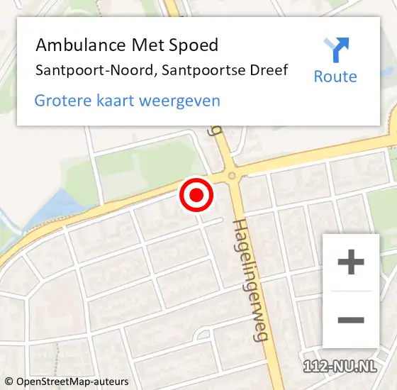 Locatie op kaart van de 112 melding: Ambulance Met Spoed Naar Santpoort-Noord, Santpoortse Dreef op 5 september 2023 14:14