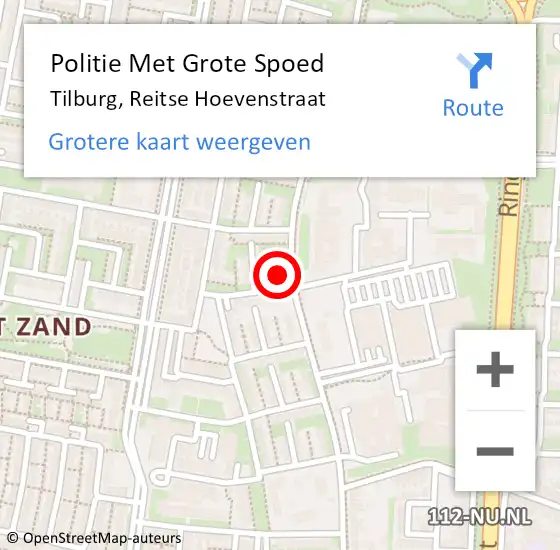 Locatie op kaart van de 112 melding: Politie Met Grote Spoed Naar Tilburg, Reitse Hoevenstraat op 5 september 2023 14:19