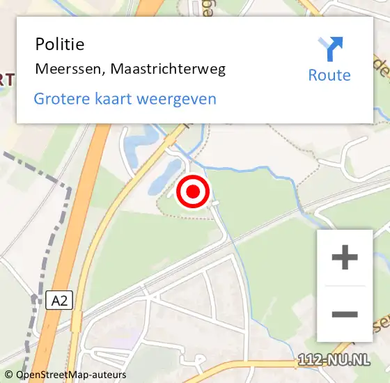 Locatie op kaart van de 112 melding: Politie Meerssen, Maastrichterweg op 5 september 2023 14:20