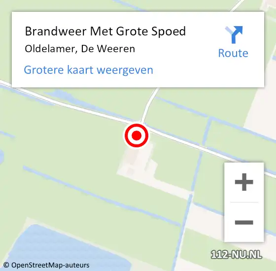 Locatie op kaart van de 112 melding: Brandweer Met Grote Spoed Naar Oldelamer, De Weeren op 5 september 2023 14:40