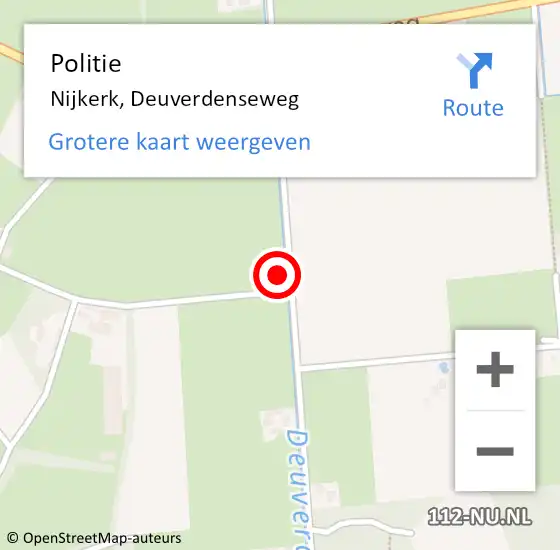 Locatie op kaart van de 112 melding: Politie Nijkerk, Deuverdenseweg op 5 september 2023 14:47
