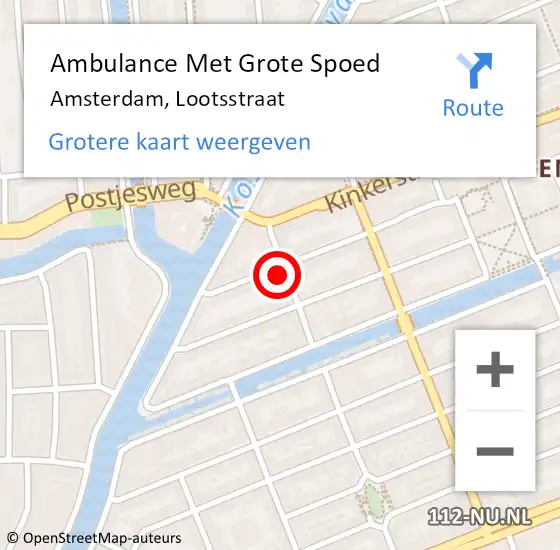 Locatie op kaart van de 112 melding: Ambulance Met Grote Spoed Naar Amsterdam, Lootsstraat op 5 september 2023 14:51