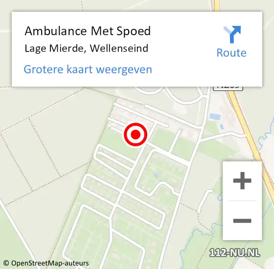 Locatie op kaart van de 112 melding: Ambulance Met Spoed Naar Lage Mierde, Wellenseind op 7 september 2014 01:50