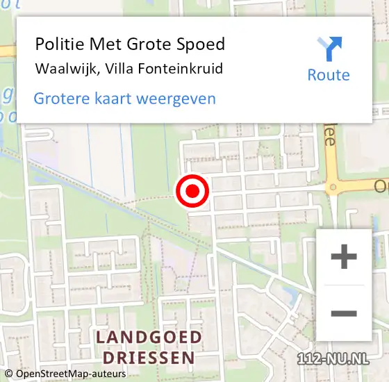 Locatie op kaart van de 112 melding: Politie Met Grote Spoed Naar Waalwijk, Villa Fonteinkruid op 5 september 2023 15:09