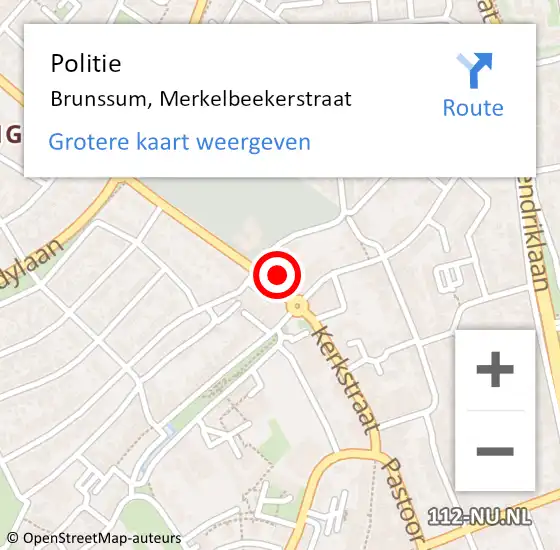 Locatie op kaart van de 112 melding: Politie Brunssum, Merkelbeekerstraat op 5 september 2023 15:14