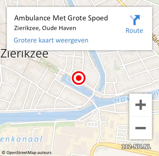 Locatie op kaart van de 112 melding: Ambulance Met Grote Spoed Naar Zierikzee, Oude Haven op 5 september 2023 15:15