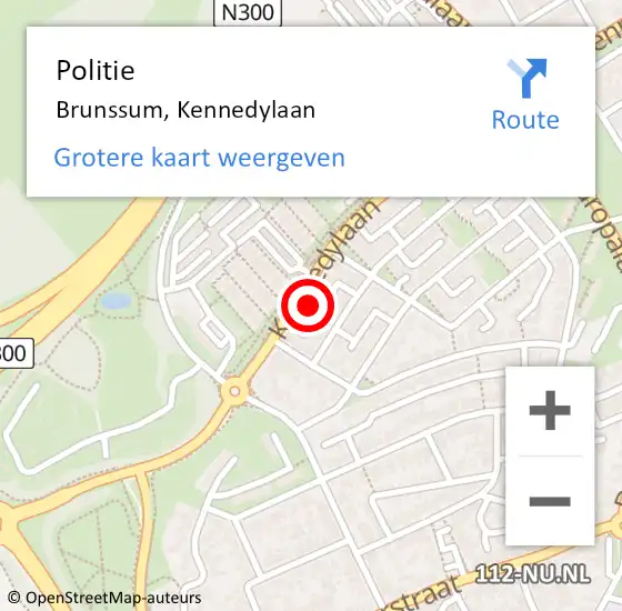 Locatie op kaart van de 112 melding: Politie Brunssum, Kennedylaan op 5 september 2023 15:15