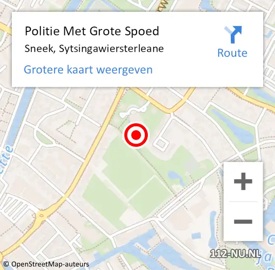 Locatie op kaart van de 112 melding: Politie Met Grote Spoed Naar Sneek, Sytsingawiersterleane op 5 september 2023 15:22