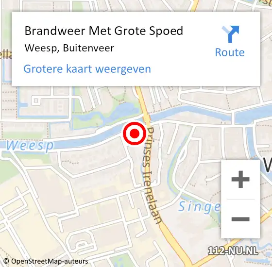 Locatie op kaart van de 112 melding: Brandweer Met Grote Spoed Naar Weesp, Buitenveer op 5 september 2023 15:28