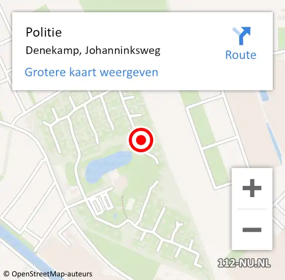 Locatie op kaart van de 112 melding: Politie Denekamp, Johanninksweg op 5 september 2023 15:39