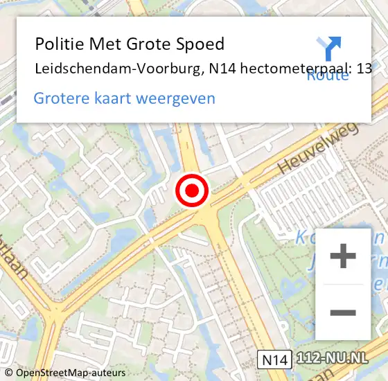 Locatie op kaart van de 112 melding: Politie Met Grote Spoed Naar Leidschendam-Voorburg, N14 hectometerpaal: 13 op 5 september 2023 15:40