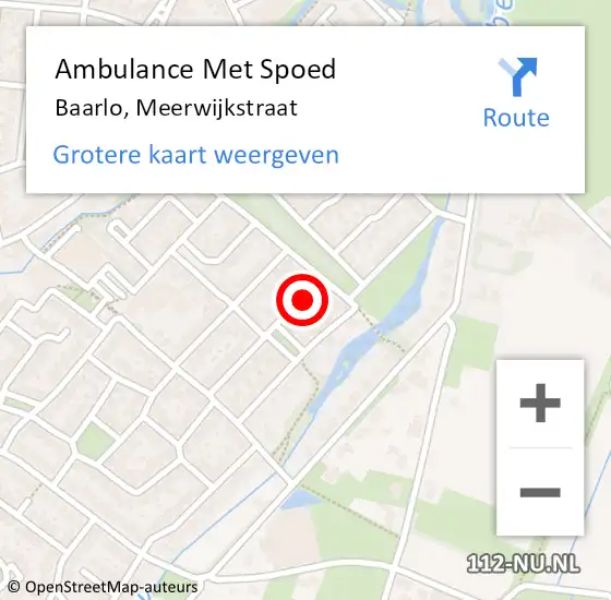 Locatie op kaart van de 112 melding: Ambulance Met Spoed Naar Baarlo, Meerwijkstraat op 7 september 2014 02:03