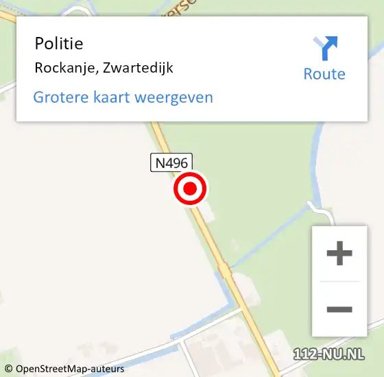 Locatie op kaart van de 112 melding: Politie Rockanje, Zwartedijk op 5 september 2023 15:49