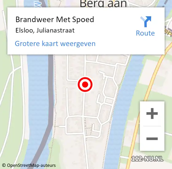 Locatie op kaart van de 112 melding: Brandweer Met Spoed Naar Elsloo, Julianastraat op 5 september 2023 16:10