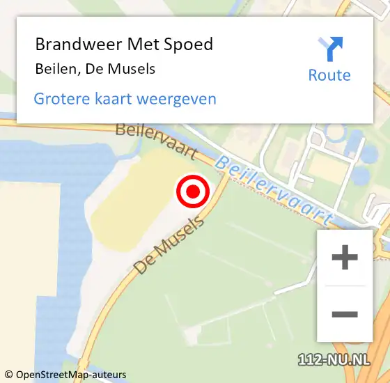 Locatie op kaart van de 112 melding: Brandweer Met Spoed Naar Beilen, De Musels op 5 september 2023 16:15