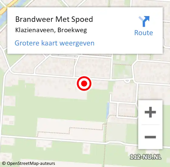 Locatie op kaart van de 112 melding: Brandweer Met Spoed Naar Klazienaveen, Broekweg op 5 september 2023 16:17