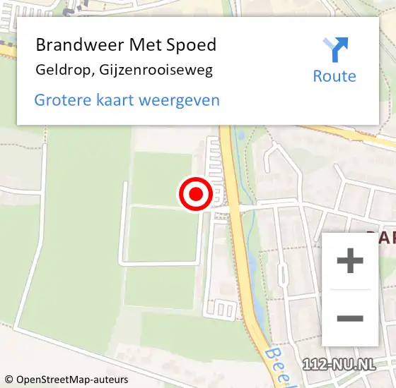 Locatie op kaart van de 112 melding: Brandweer Met Spoed Naar Geldrop, Gijzenrooiseweg op 5 september 2023 16:25