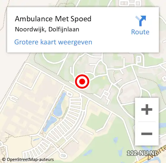 Locatie op kaart van de 112 melding: Ambulance Met Spoed Naar Noordwijk, Dolfijnlaan op 5 september 2023 16:28