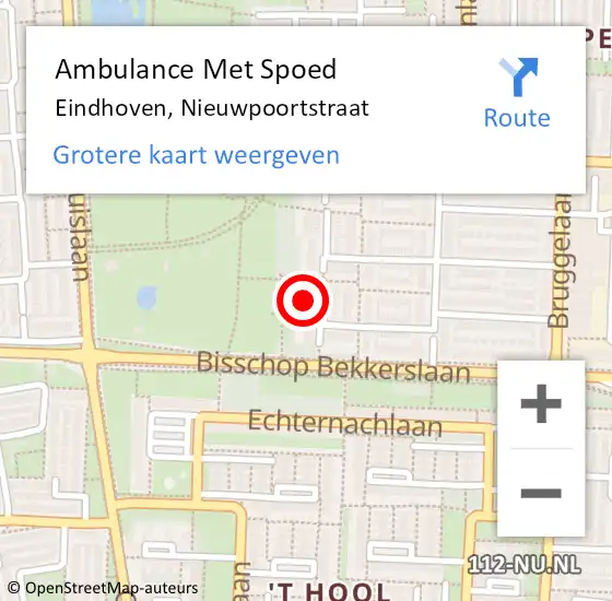 Locatie op kaart van de 112 melding: Ambulance Met Spoed Naar Eindhoven, Nieuwpoortstraat op 7 september 2014 02:19