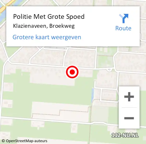 Locatie op kaart van de 112 melding: Politie Met Grote Spoed Naar Klazienaveen, Broekweg op 5 september 2023 16:36