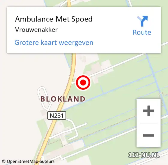 Locatie op kaart van de 112 melding: Ambulance Met Spoed Naar Vrouwenakker op 5 september 2023 16:40