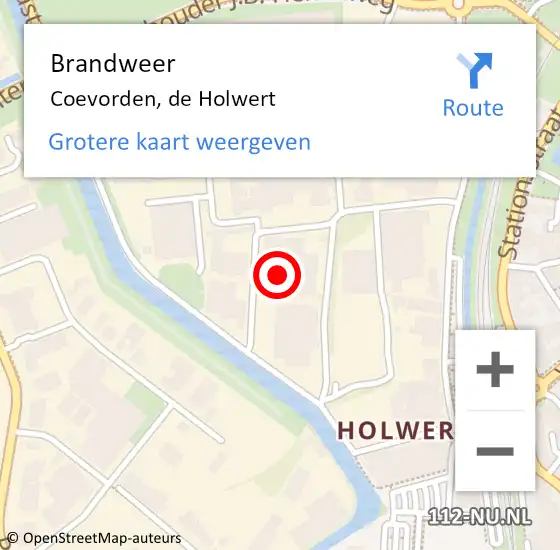 Locatie op kaart van de 112 melding: Brandweer Coevorden, de Holwert op 5 september 2023 16:53