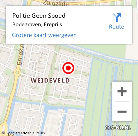 Locatie op kaart van de 112 melding: Politie Geen Spoed Naar Bodegraven, Ereprijs op 5 september 2023 17:06