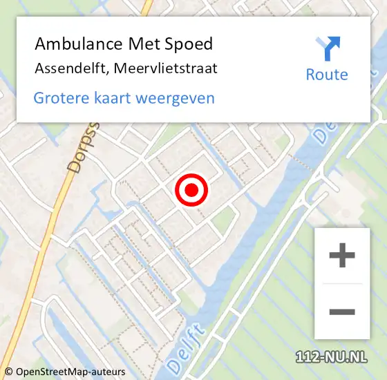 Locatie op kaart van de 112 melding: Ambulance Met Spoed Naar Assendelft, Meervlietstraat op 5 september 2023 17:10