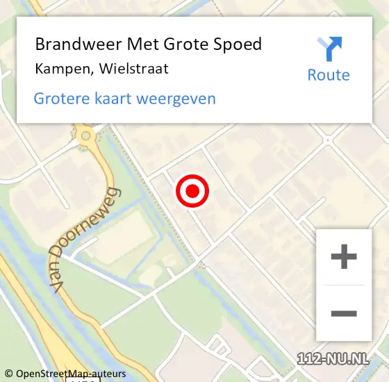 Locatie op kaart van de 112 melding: Brandweer Met Grote Spoed Naar Kampen, Wielstraat op 5 september 2023 17:12