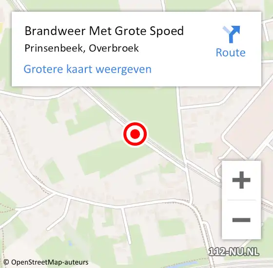 Locatie op kaart van de 112 melding: Brandweer Met Grote Spoed Naar Prinsenbeek, Overbroek op 7 september 2014 02:34