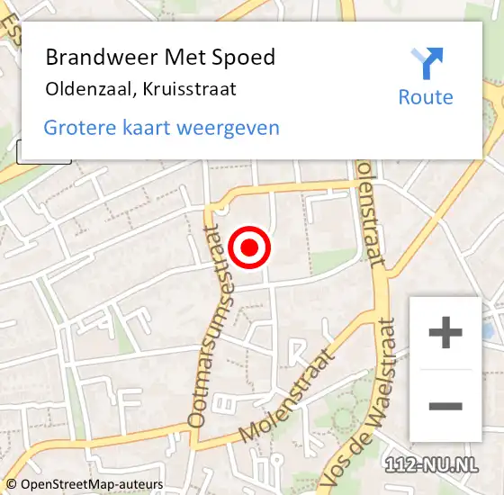 Locatie op kaart van de 112 melding: Brandweer Met Spoed Naar Oldenzaal, Kruisstraat op 5 september 2023 17:22