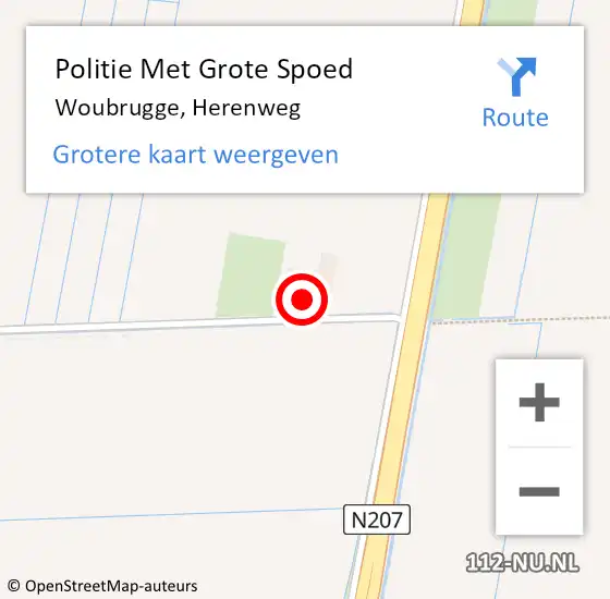 Locatie op kaart van de 112 melding: Politie Met Grote Spoed Naar Woubrugge, Herenweg op 5 september 2023 17:23