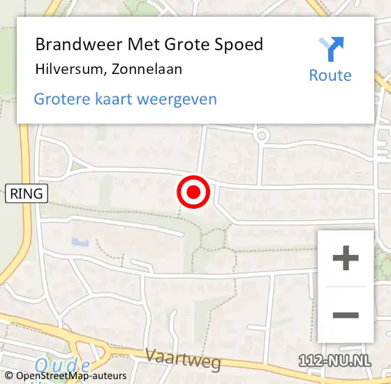 Locatie op kaart van de 112 melding: Brandweer Met Grote Spoed Naar Hilversum, Zonnelaan op 5 september 2023 17:27