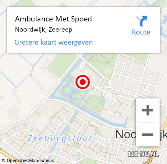 Locatie op kaart van de 112 melding: Ambulance Met Spoed Naar Noordwijk, Zeereep op 5 september 2023 17:28