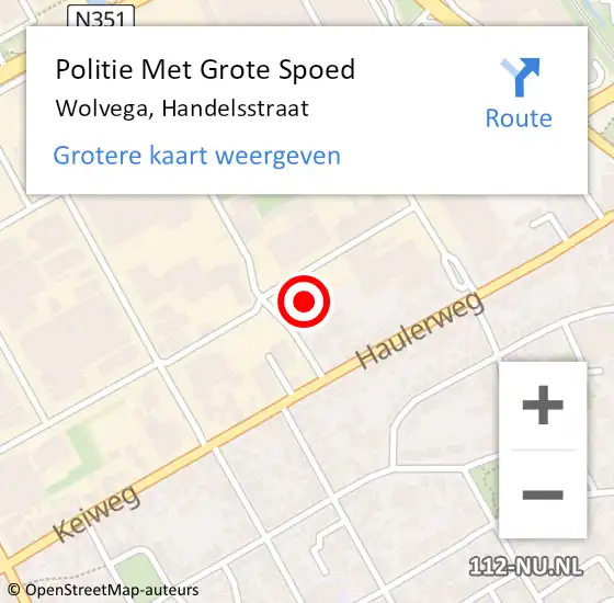 Locatie op kaart van de 112 melding: Politie Met Grote Spoed Naar Wolvega, Handelsstraat op 5 september 2023 17:29