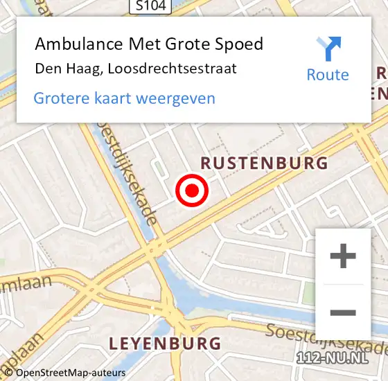 Locatie op kaart van de 112 melding: Ambulance Met Grote Spoed Naar Den Haag, Loosdrechtsestraat op 5 september 2023 17:30