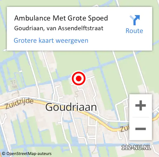 Locatie op kaart van de 112 melding: Ambulance Met Grote Spoed Naar Goudriaan, van Assendelftstraat op 5 september 2023 17:54