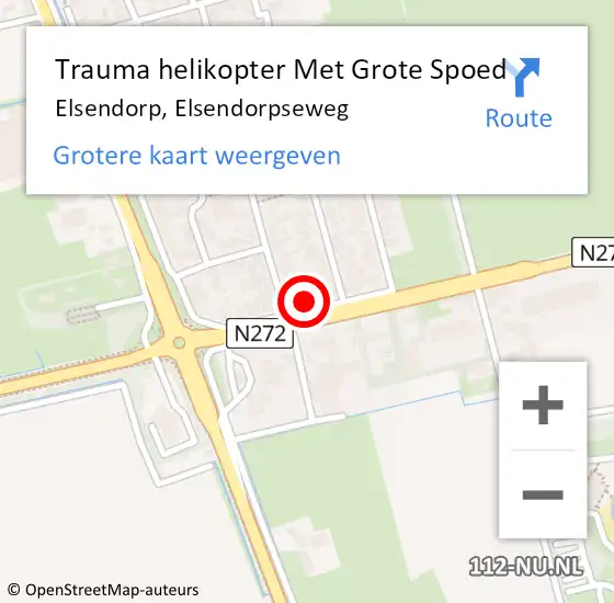 Locatie op kaart van de 112 melding: Trauma helikopter Met Grote Spoed Naar Elsendorp, Elsendorpseweg op 5 september 2023 17:55