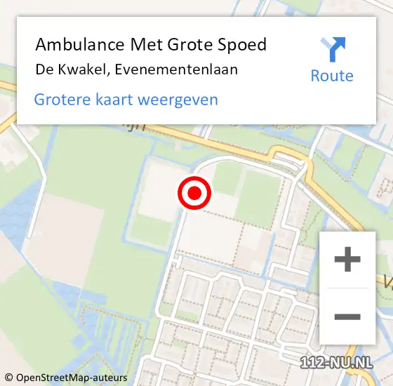 Locatie op kaart van de 112 melding: Ambulance Met Grote Spoed Naar De Kwakel, Evenementenlaan op 5 september 2023 17:57