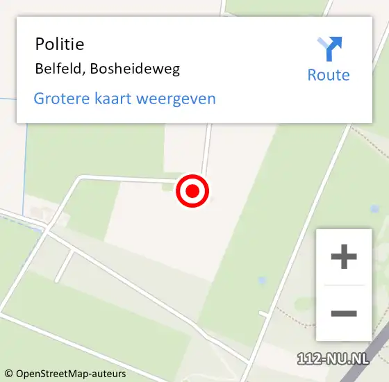 Locatie op kaart van de 112 melding: Politie Belfeld, Bosheideweg op 5 september 2023 17:57