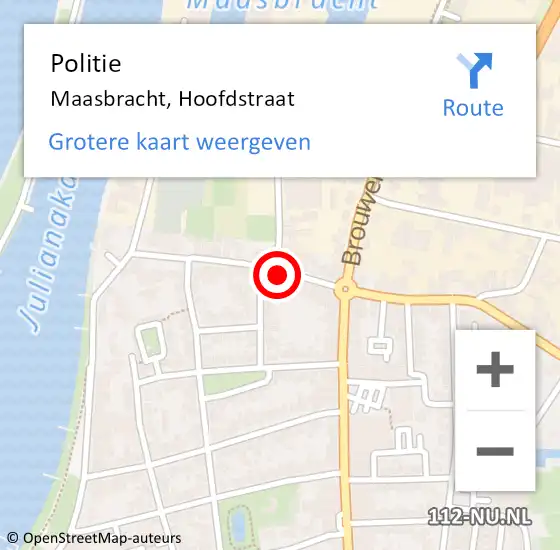 Locatie op kaart van de 112 melding: Politie Maasbracht, Hoofdstraat op 5 september 2023 17:58