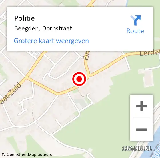 Locatie op kaart van de 112 melding: Politie Beegden, Dorpstraat op 5 september 2023 18:13