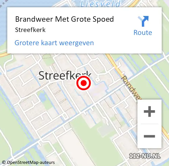 Locatie op kaart van de 112 melding: Brandweer Met Grote Spoed Naar Streefkerk op 5 september 2023 18:20