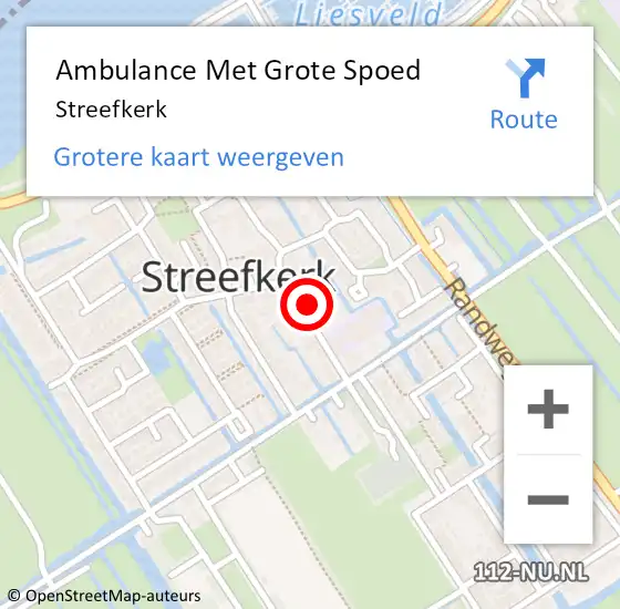 Locatie op kaart van de 112 melding: Ambulance Met Grote Spoed Naar Streefkerk op 5 september 2023 18:41