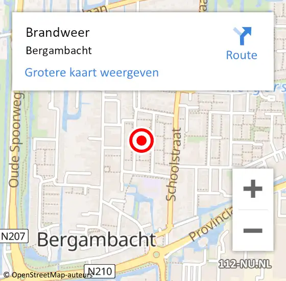 Locatie op kaart van de 112 melding: Brandweer Bergambacht op 5 september 2023 18:46