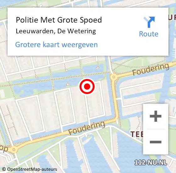 Locatie op kaart van de 112 melding: Politie Met Grote Spoed Naar Leeuwarden, De Wetering op 5 september 2023 18:46