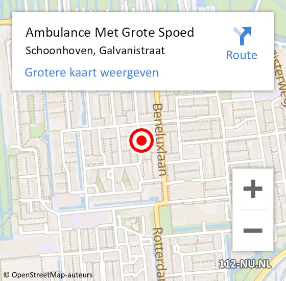 Locatie op kaart van de 112 melding: Ambulance Met Grote Spoed Naar Schoonhoven, Galvanistraat op 5 september 2023 18:48